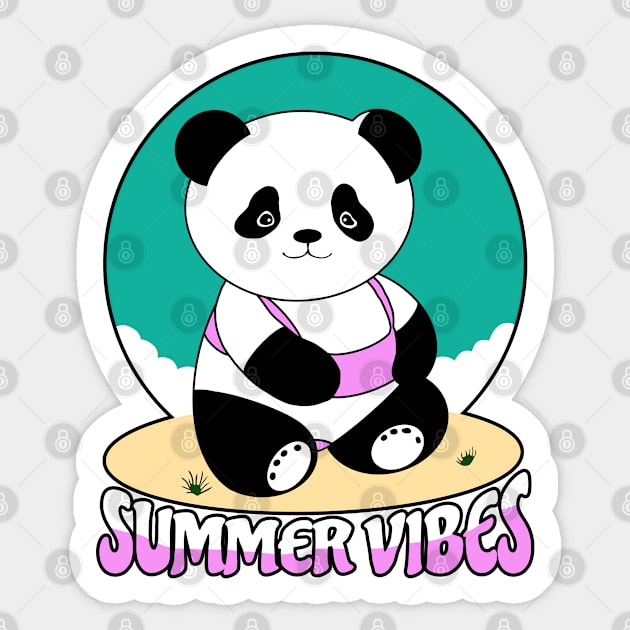 Summer Vibes Panda Sticker by Tezatoons